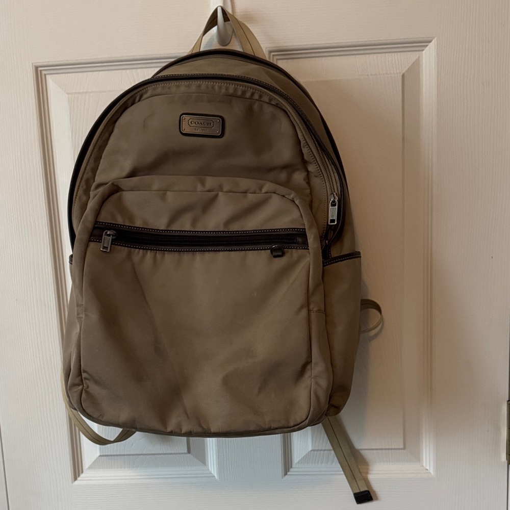 Coach Vintage Tan Backpack with Chocolate Leather Straps and Trim